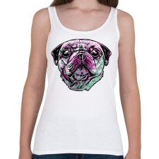 PRINTFASHION Mopsz - Női atléta - Fehér női trikó