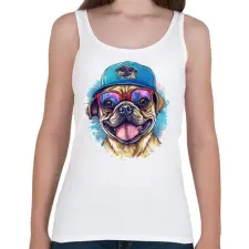 PRINTFASHION Mopsz - Női atléta - Fehér női trikó