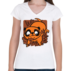 PRINTFASHION Mopsz - Női V-nyakú póló - Fehér