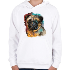 PRINTFASHION mopsz portré - Gyerek kapucnis pulóver - Fehér gyerek pulóver, kardigán