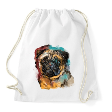 PRINTFASHION mopsz portré - Sportzsák, Tornazsák - Fehér tornazsák