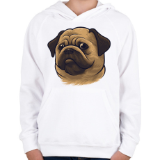 PRINTFASHION Mopsz - Pug - Gyerek kapucnis pulóver - Fehér
