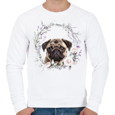 PRINTFASHION mopsz virágokkal - Férfi pulóver - Fehér férfi pulóver, kardigán
