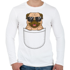 PRINTFASHION Mopsz zsebminta - Férfi hosszú ujjú póló - Fehér