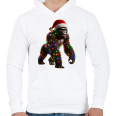 PRINTFASHION Morcos karácsonyi party gorilla - Férfi kapucnis pulóver - Fehér
