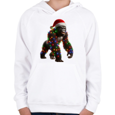 PRINTFASHION Morcos karácsonyi party gorilla - Gyerek kapucnis pulóver - Fehér