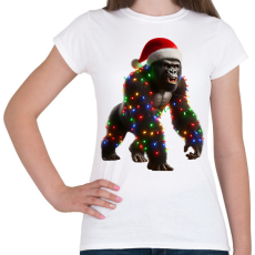 PRINTFASHION Morcos karácsonyi party gorilla - Női póló - Fehér