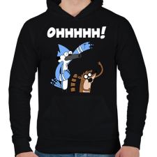 PRINTFASHION Mordecai és Rigby - Férfi kapucnis pulóver - Fekete férfi pulóver, kardigán