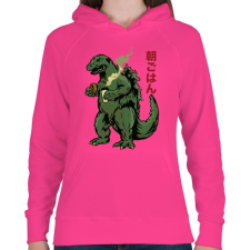 PRINTFASHION Morning Godzilla - Női kapucnis pulóver - Fukszia női pulóver, kardigán