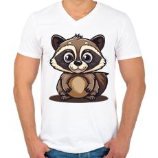 PRINTFASHION Mosó maci  - Férfi V-nyakú póló - Fehér
