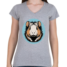 PRINTFASHION Mosolygó tengerimalac - Női V-nyakú póló - Sport szürke