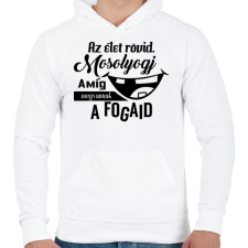 PRINTFASHION Mosolyogj vicces - Férfi kapucnis pulóver - Fehér férfi pulóver, kardigán