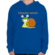 PRINTFASHION Mosolyt kérek - Gyerek kapucnis pulóver - Királykék