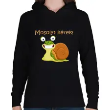 PRINTFASHION Mosolyt kérek - Női kapucnis pulóver - Fekete női pulóver, kardigán
