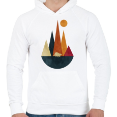 PRINTFASHION Mosómedve és hegyek - Férfi kapucnis pulóver - Fehér