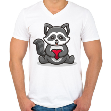 PRINTFASHION mosómedve - Férfi V-nyakú póló - Fehér férfi póló