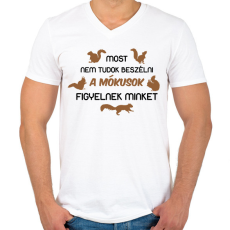 PRINTFASHION Most nem tudok beszélni - Férfi V-nyakú póló - Fehér