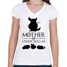 PRINTFASHION Mother of Chinchillas - Női V-nyakú póló - Fehér női póló