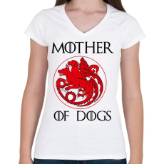 PRINTFASHION Mother of Dogs - Női V-nyakú póló - Fehér