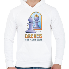 PRINTFASHION Motivációs sakk - Férfi kapucnis pulóver - Fehér férfi pulóver, kardigán