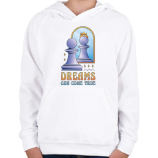 PRINTFASHION Motivációs sakk - Gyerek kapucnis pulóver - Fehér