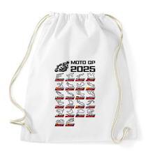 PRINTFASHION MOTO GP VERSENYNAPTÁR 2025 - Sportzsák, Tornazsák - Fehér tornazsák