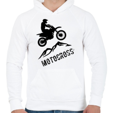 PRINTFASHION Motocross - Férfi kapucnis pulóver - Fehér férfi pulóver, kardigán