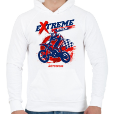PRINTFASHION Motocross - Férfi kapucnis pulóver - Fehér férfi pulóver, kardigán