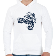 PRINTFASHION Motocross  - Férfi kapucnis pulóver - Fehér férfi pulóver, kardigán