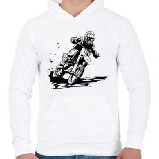 PRINTFASHION motocross - Férfi kapucnis pulóver - Fehér