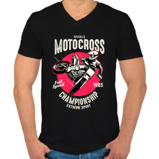 PRINTFASHION Motocross - Férfi V-nyakú póló - Fekete