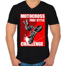 PRINTFASHION Motocross - Férfi V-nyakú póló - Fekete férfi póló