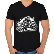 PRINTFASHION Motocross  - Férfi V-nyakú póló - Fekete férfi póló