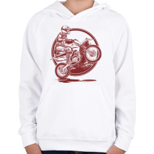 PRINTFASHION Motocross - Gyerek kapucnis pulóver - Fehér gyerek pulóver, kardigán