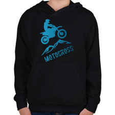 PRINTFASHION Motocross - Gyerek kapucnis pulóver - Fekete gyerek pulóver, kardigán