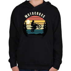 PRINTFASHION Motocross - Gyerek kapucnis pulóver - Fekete
