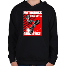 PRINTFASHION Motocross - Gyerek kapucnis pulóver - Fekete