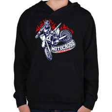 PRINTFASHION Motocross - Gyerek kapucnis pulóver - Fekete