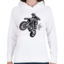 PRINTFASHION motocross - Női kapucnis pulóver - Fehér női pulóver, kardigán