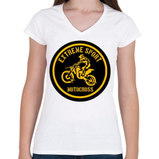 PRINTFASHION motocross - Női V-nyakú póló - Fehér