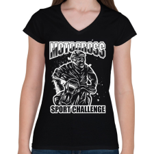 PRINTFASHION Motocross - Női V-nyakú póló - Fekete női póló