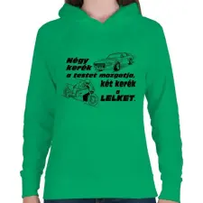 PRINTFASHION Motor 4 Life - Női kapucnis pulóver - Zöld női pulóver, kardigán