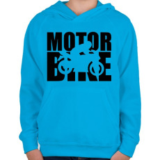 PRINTFASHION Motor BIke - Gyerek kapucnis pulóver - Azúrkék