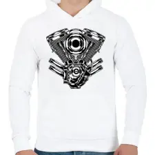 PRINTFASHION motor - Férfi kapucnis pulóver - Fehér férfi pulóver, kardigán