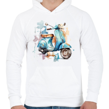 PRINTFASHION Motor - Férfi kapucnis pulóver - Fehér férfi pulóver, kardigán