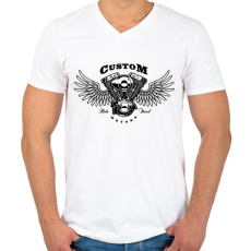 PRINTFASHION motor - Férfi V-nyakú póló - Fehér