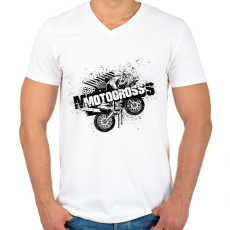 PRINTFASHION motor - Férfi V-nyakú póló - Fehér