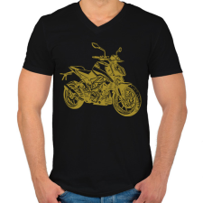 PRINTFASHION motor - Férfi V-nyakú póló - Fekete férfi póló