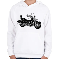PRINTFASHION motor - Gyerek kapucnis pulóver - Fehér