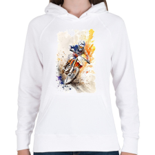 PRINTFASHION Motor  - Női kapucnis pulóver - Fehér női pulóver, kardigán